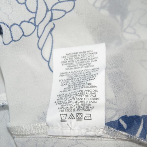 Cabi White Sheer Nautical Rope Print Short Sleeve Button Up Shirt - Picture 10 of 10